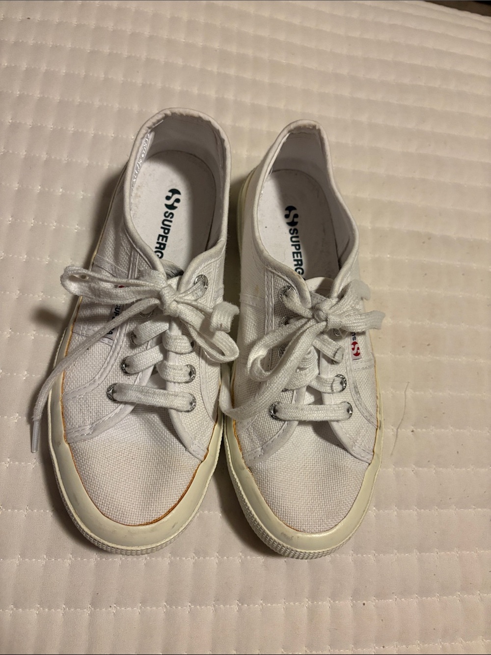 Superga ladies White Canvas Low-Top Lace-Up Sneakers